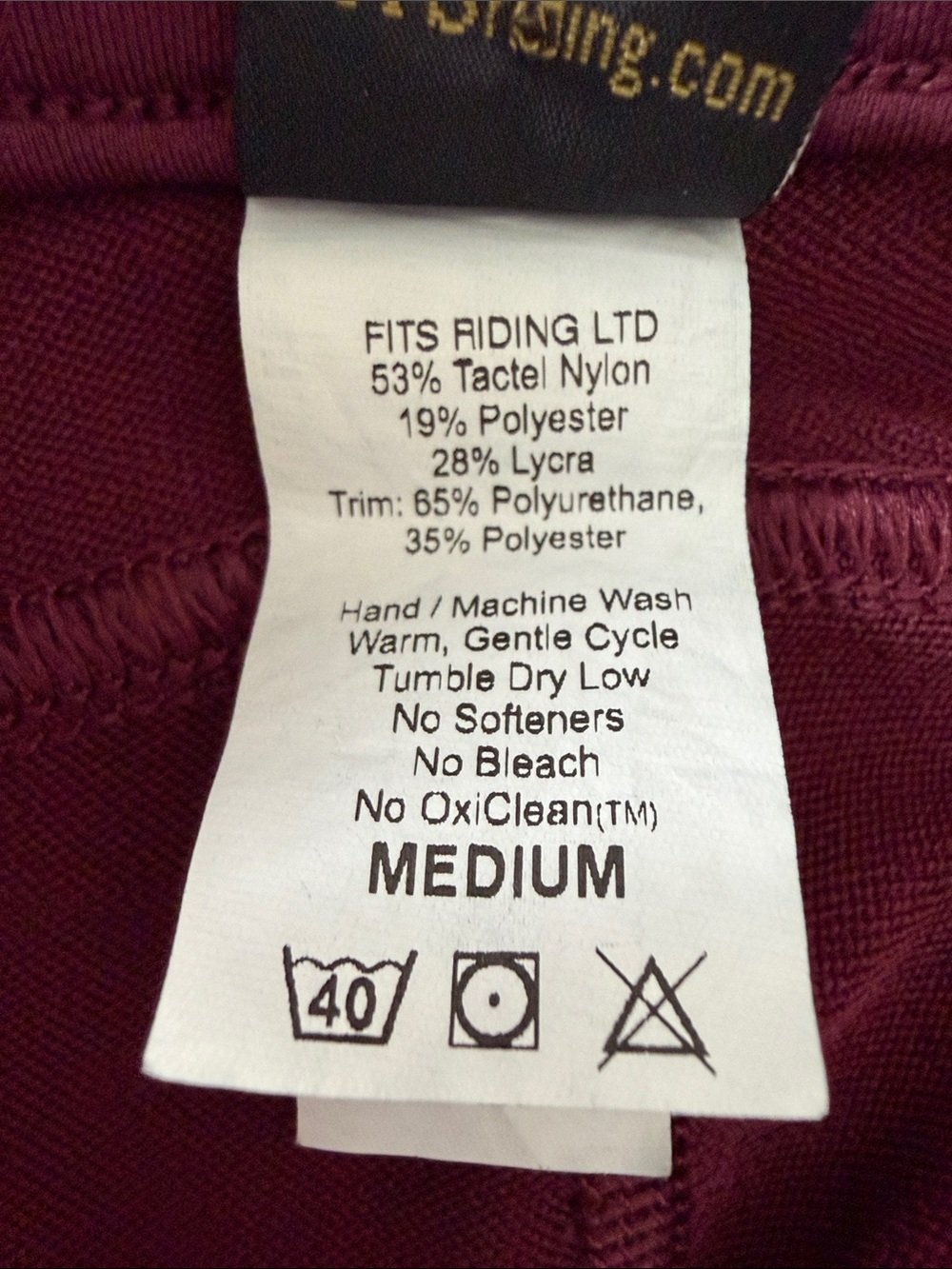 FITS Women's Burgundy Full-Seat Riding Breeches - Medium - Picture 10 of 10